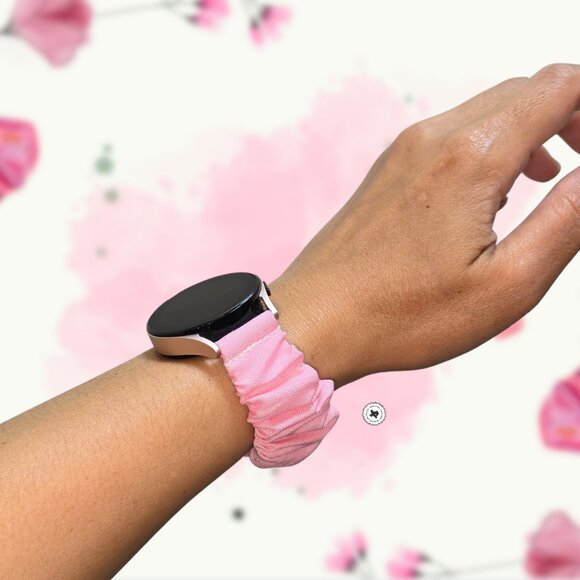 Pink Scrunchie Watch Band for Samsung, Fitbit, Apple Watch, Garmin, Gizmo - Picture 1 of 8